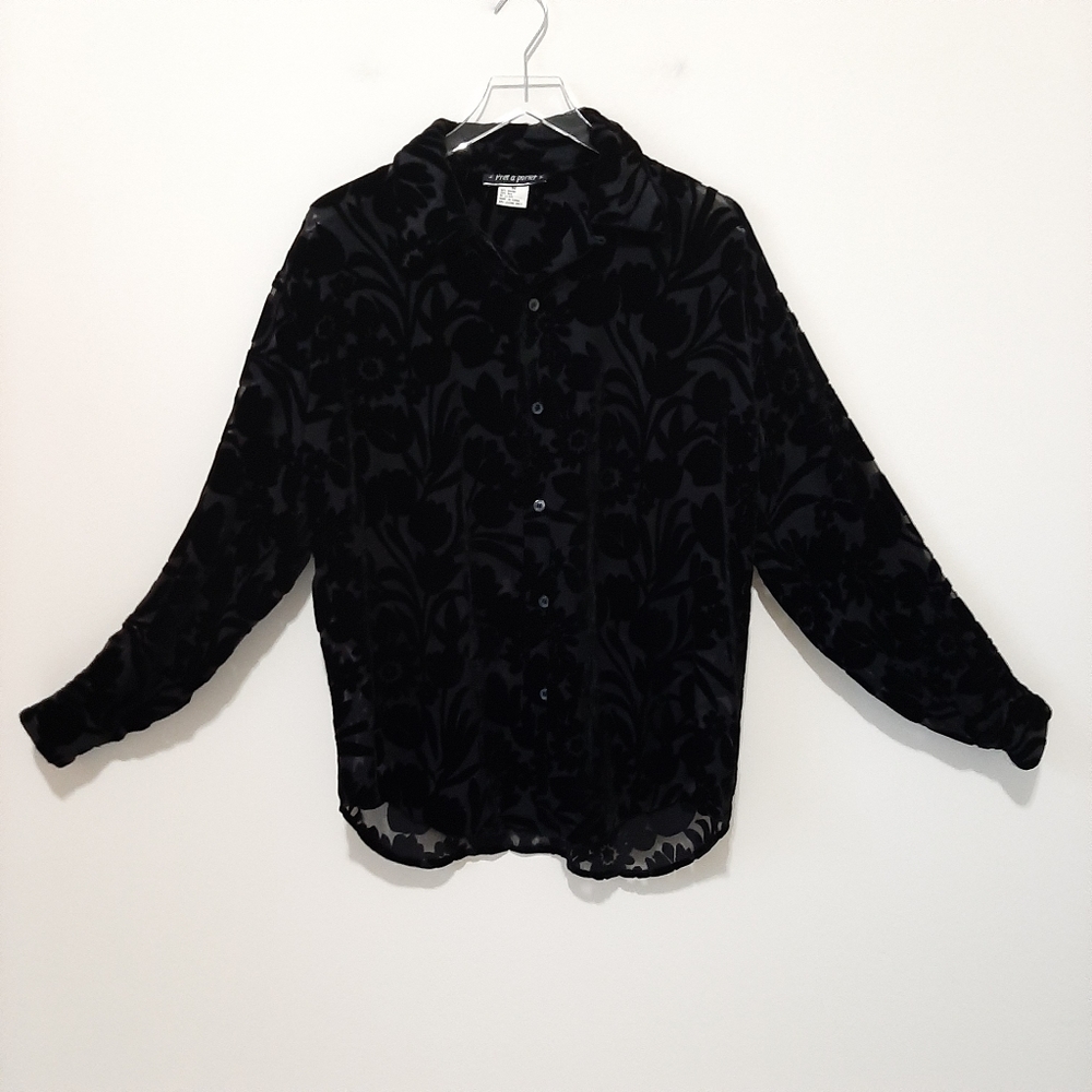 Pret A Porter Black Long Sleeve Top Silk Blend Size Medium